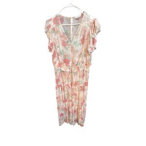 Calvin Klein Womens Floral Sheer Maxi Dress With Ruffled Sleeves Size 18W
